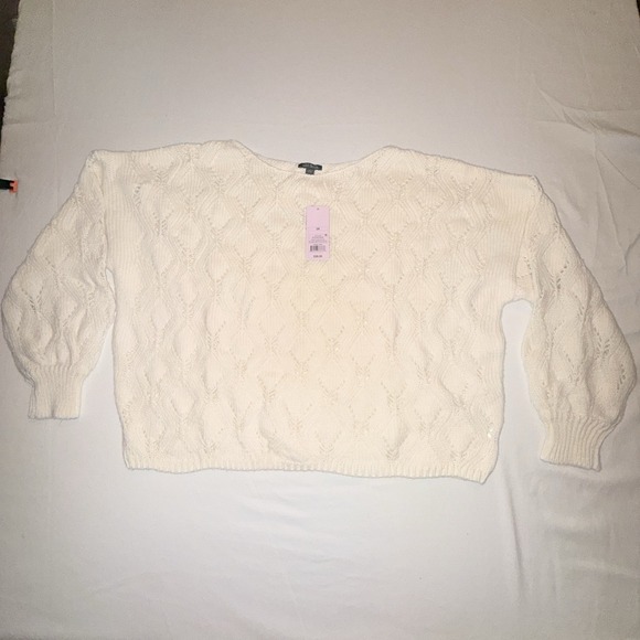 wild fable Sweaters - Wild Fable Pointelle Cable Knit Sweater Women NEW 2X White Balloon Sleeve Boho